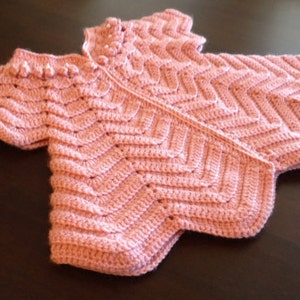 Baby Dress - Crochet Pattern - Ripple Chevron baby Dress PDF 3, 6 and 12 mos sizes