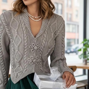 Celtic Cable Cardigan Knitting Pattern - S/M/L sizes