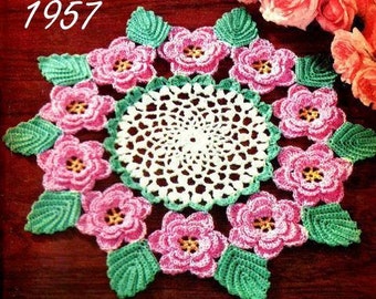Instant download - Rose Doily Irish Crochet PDF pattern 1957 -  Crochet Pattern download