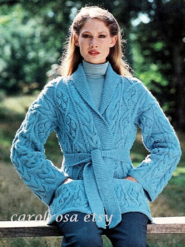 Knitting Pattern Ladies Aran Cable Wrap Cardigan//jacket/car - Etsy UK