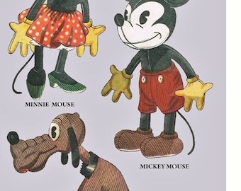 SEWING PATTERN - Mickey Mouse, Minnie and Pluto Vintage pattern PDF download