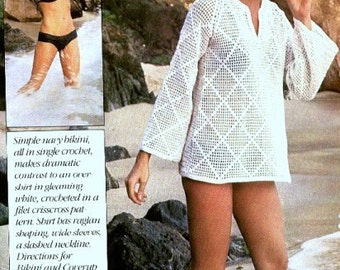 Crochet Pattern - Beach Cover Up Tunic Dress  - Sizes 6-8 and 10-12