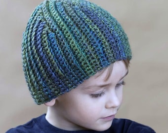 PDF Crochet Pattern - Boy's Beanie Cap Hat Toque - download digital pattern