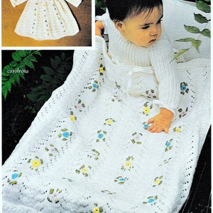 Vintage Knitting Pattern - Baby Dress and Pram Cover/coverlet download PDF