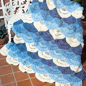 Crochet Pattern LACY SHELLS  Afghan PDF download  Heirloom afghan