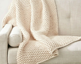 Very Easy Super Chunky Baby Blanket Knitted in Super Chunky- Super Bulky wool- 47 x 54" Knitting pattern Download PDF Eng only