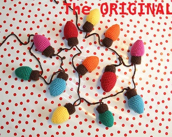 Crochet Pattern Christmas Decoration Holidays Tree Lights Light Bulb Garland PDF The ONLY ORIGINAL