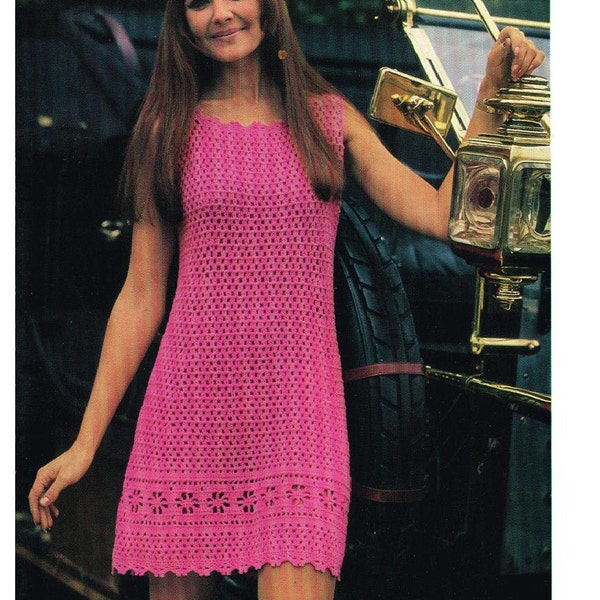 Crochet PATTERN - Ladies Crochet Dress 34 - 38 in bust - Cocktail/Party/Summer Shift Dress download PDF