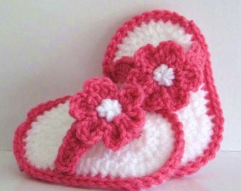 CROCHET Pattern Baby Sandals Flip Flops Thong Sandals PDF - 10 cm foot length 0- 6 months