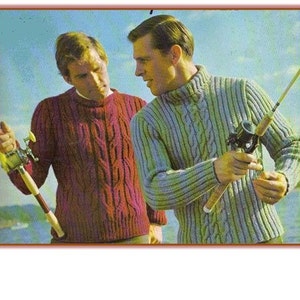 PDF download  Knitting PATTERN Men's Cable Pullover - Sizes 40 - 46 Vintage/Retro