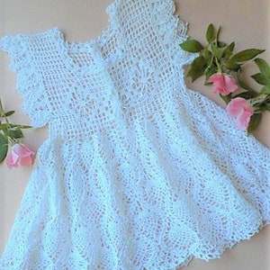 Crochet Pattern Filet Thread Crochet Baby Dress Pineapples Diamonds 6 months size Immediate download PDF Bild 4