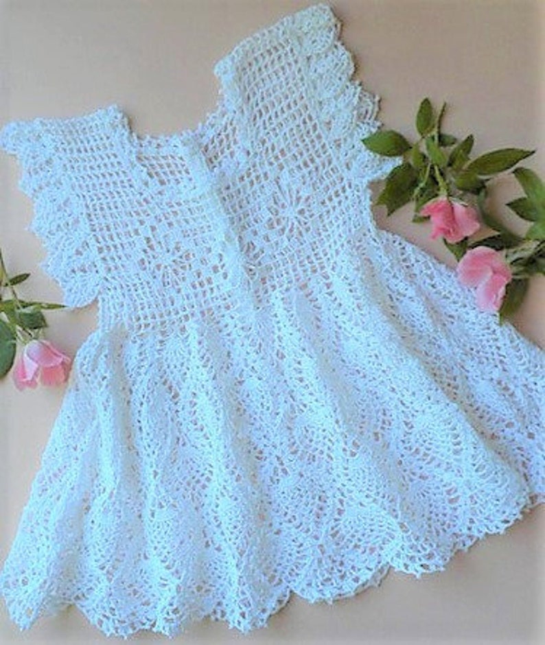 Crochet Pattern Filet Thread Crochet Baby Dress Pineapples Diamonds 6 months size Immediate download PDF image 4