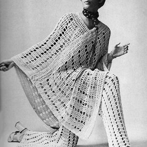 Crochet Pattern 1960s Poncho and Pants/Trousers - Retro Boho Suit Swinging Sixties PDF DOWNLOAD