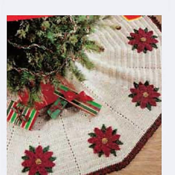 Crochet Pattern Christmas Tree Skirt - PDF download  Floral Motif skirt