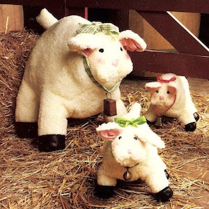 Instant Download PDF Vintage Sewing Pattern to make A Stuffed Plush Fluffy Soft Body Sheep and Lamb Animal Toys