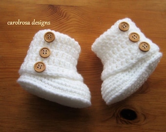 Crochet Pattern CR66 - Winter White Uggs - Fold Over Cuffs - DK 0-6 months and 6 to 12 months