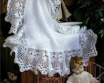 PDF download - CROCHET PATTERN Heirloom Baby Afghan//Blanket/Shawl Bebe Pattern Lace