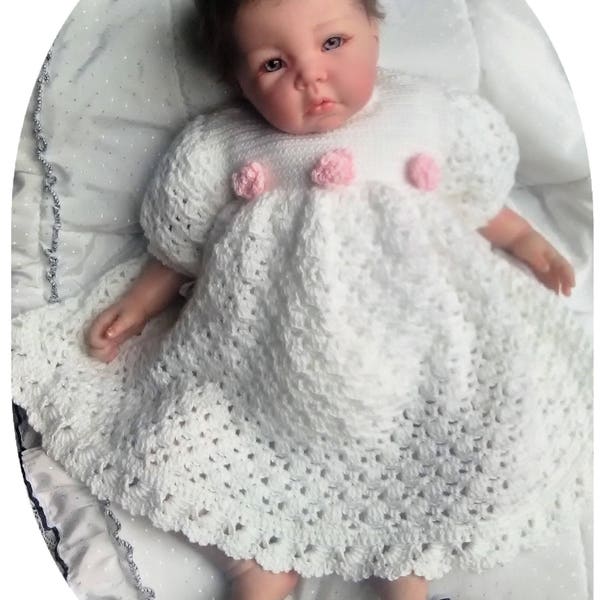 Crochet Pattern - CR140 Angel Blessing Baby Dress and Floral Headband