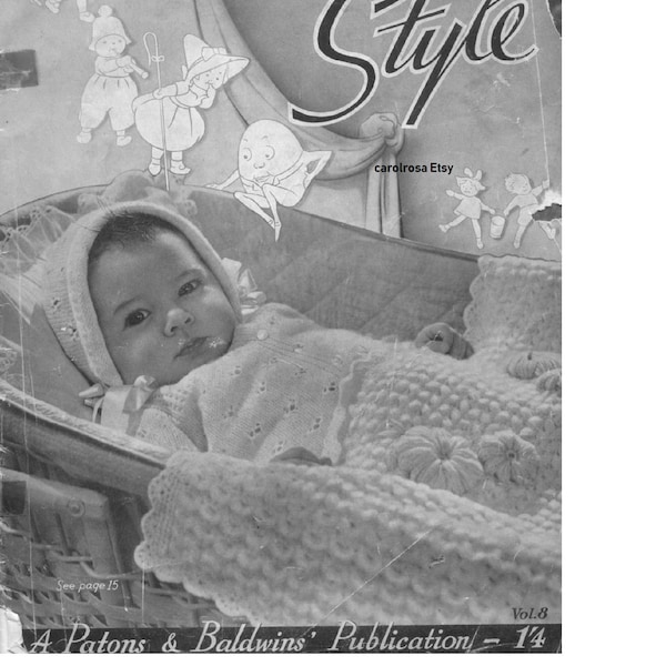 E-BOOK Instant Download PDF - Vintage knitting patterns - 21 GARMENTS - Baby Dresses, Cardigans, matinee, Layettes, Booties, Bonnets, shawls