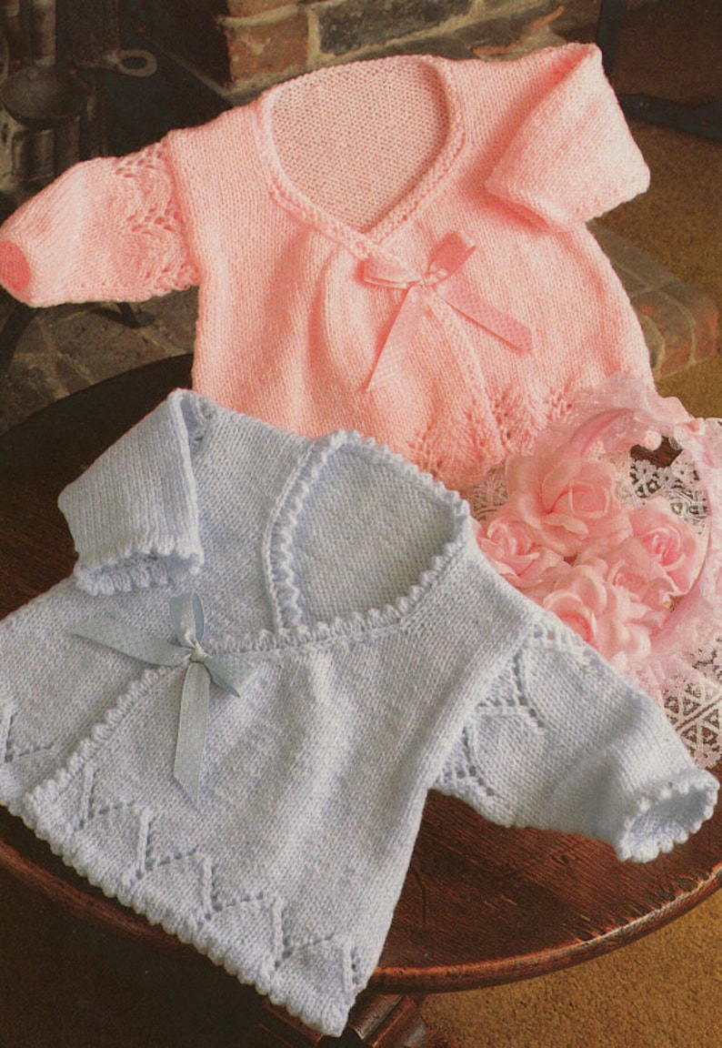 Knitting Pattern PDF for Baby Girls Wrap Crossover Cardigans - Etsy