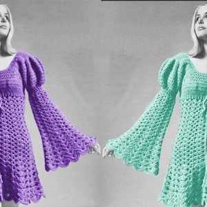 Crochet Pattern Boho Lace Juliet Romantic Mini Tunic Dress PDF Instant Download Empire 1970s Hippie Wear S M L Plus Sizes 8 - 18 BEST PRICE