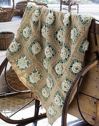 Crochet Pattern - Blooming Roses Afghan/Lapghan - Immediate download PDF digital