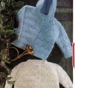 Baby Knitting Pattern - 2 Jackets/Hooded DK and 4 ply Chest sizes  19-22 inch ENGLISH language