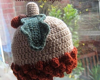 Crochet Pattern - From Little Acorns....Baby Hat - Photo prop, cosy hat beanie toque ENGLISH lang