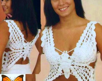 Crochet Pattern - Butterfly Top for Summer Beach Cover Up - CHARTS ONLY - No Written instructions