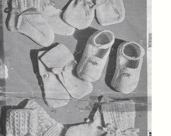 Knitting PATTERN - Baby Booties/Bootees and Mitts - 3 styles