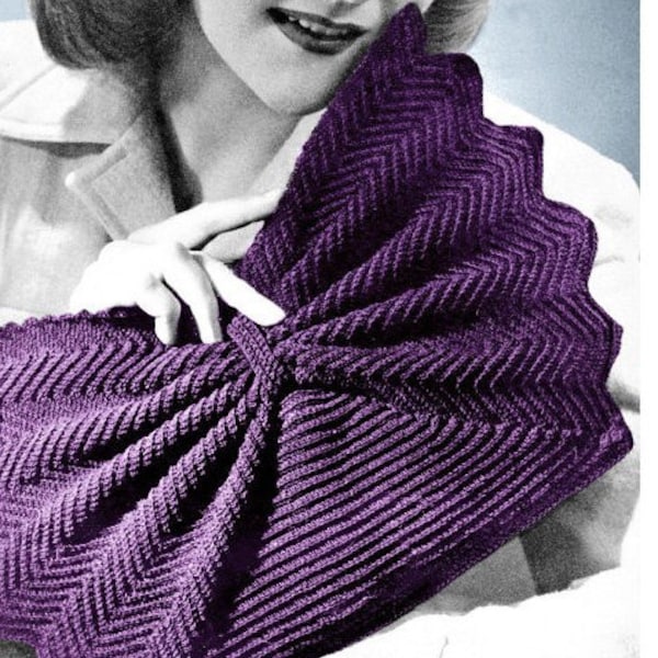 Crochet Pattern Vintage Chic - Shell Fan Purse Cordet - Evening Clutch Bag