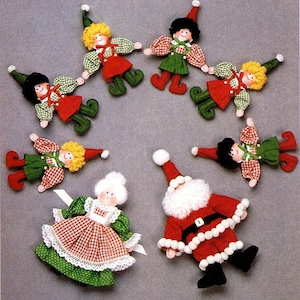 Vintage Chart Sewing Pattern to make Santa,Mrs Santa & Elves Stuffed Soft Plush Soft Body Toys PDF  Digital Download