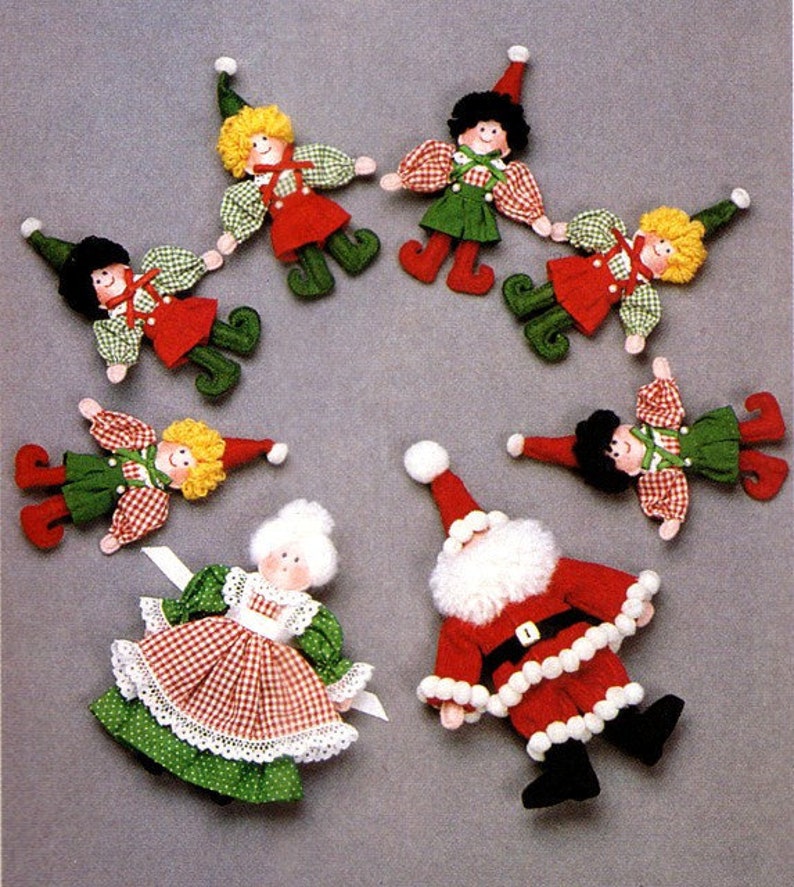 Vintage Chart Sewing Pattern to make Santa,Mrs Santa & Elves Stuffed Soft Plush Soft Body Toys PDF Digital Download image 1