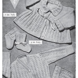 Download KNITTING PATTERN - Vintage knit patter Baby Matinee coat, Bonnets, Cardigan and Booties Birth to 9 months