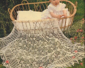 Baby Shawl Knitting Pattern - Heirloom Shetland Lace Shawl Christening Baptism Blessing 2 ply