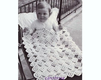 Vintage CROCHET PATTERN - Baby Blanket/Afghan/Pram Cover - Heirloom Christening Baptism