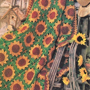 Digital PDF download Crochet Sunflower Motif Afghan Pattern  Intermediate Skill Level, Crochet Pattern download