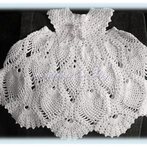 Baby Crochet Pattern - Child&#39;s Lacy  Pineapple Dress - Thread Crochet -  2-3 years Heirloom Christening Dress