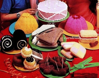 Knitting PATTERN - Knitted Tea Party - Knit food, cake, jelly, muffins galore!!