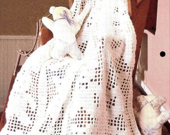 PDF Crochet Pattern Teddy Bear Filet Afghan/Blanket/Christening/Baptism/Pram Cot cover 38 x 46 - Best  Price - ENG lang only