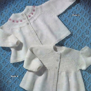 BABY KNITTING Pattern - 2 Matinee Jackets/Coats to fit 3-6 months -  20 inch chest PDF download