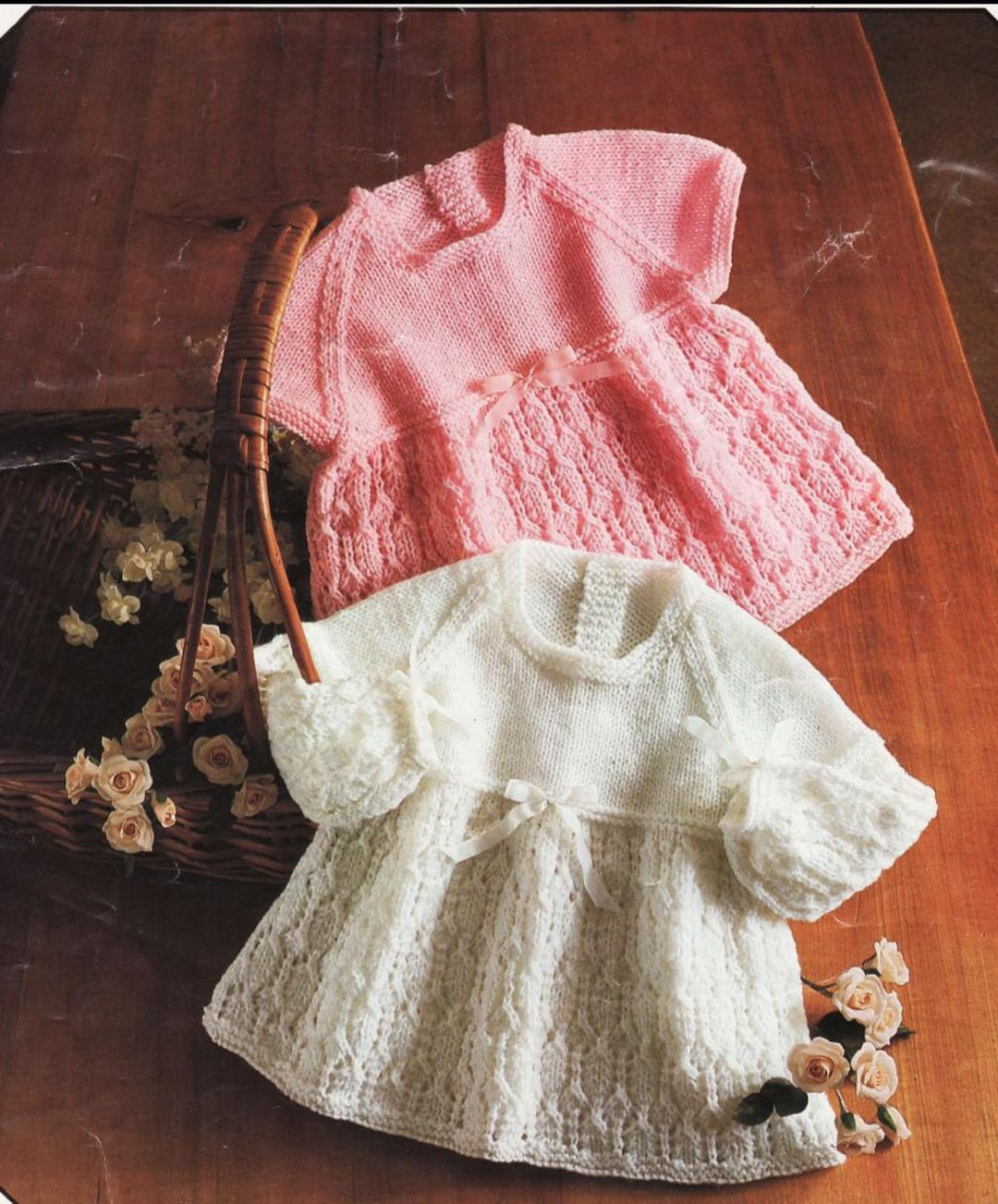 PDF DOWNLOAD Baby Knitting Pattern Two Knit Dresses 36 to 46 Cm Chest