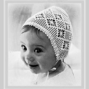 Vintage Crochet Pattern  Victorian Christening Bonnet // Heirloom // Keepsake // Baby // Baptism // PDF Pattern 0 - 6 months