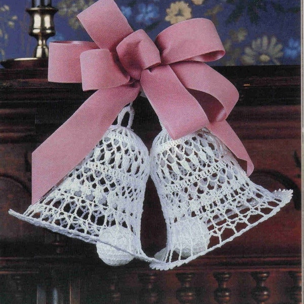 Vintage Crochet Pattern lace Bell, PDF Instant Digital Download, Holiday Bell, large lace Bell Motifs, wedding lace Motifs