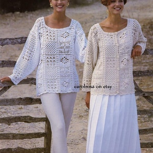 Crochet PATTERN - Ladies/Womens Crochet Tunic/Sweater/Top and Jacket ENGLISH only - 86/91 cm One size