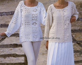 Crochet PATTERN - Ladies/Womens Crochet Tunic/Sweater/Top and Jacket ENGLISH only - 86/91 cm One size