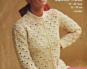 Crochet PATTERN - Ladies Womens Jacket Cardigan Crochet Elegant Design - 32 to 40 inch Bust download