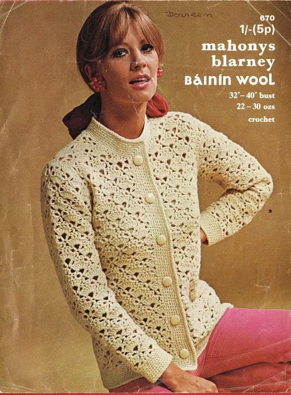 Crochet PATTERN Ladies Womens Jacket Cardigan Crochet Elegant Design 32 to 40 inch Bust download