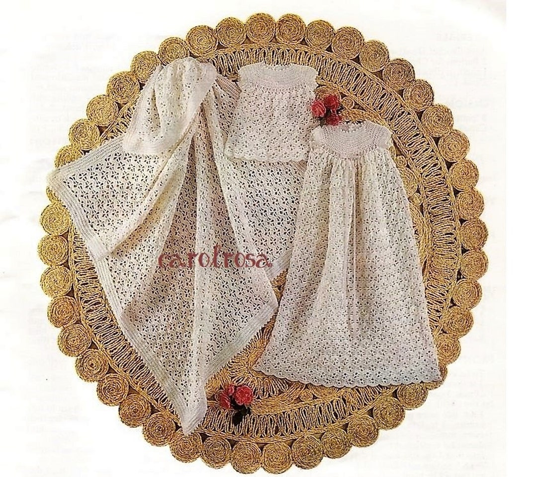 Crocheted Dressing Robe Pattern PDF Download Crochet Pattern - Christening Robe and Long or Short Dress ...