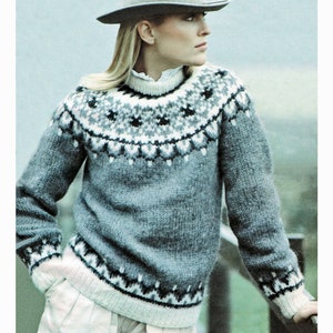 Knitting PATTERN Nordic Fair Isle Icelandic Sweater Ladies/Mens - Traditional style - 34-44 in chest finished- ENGLISH only